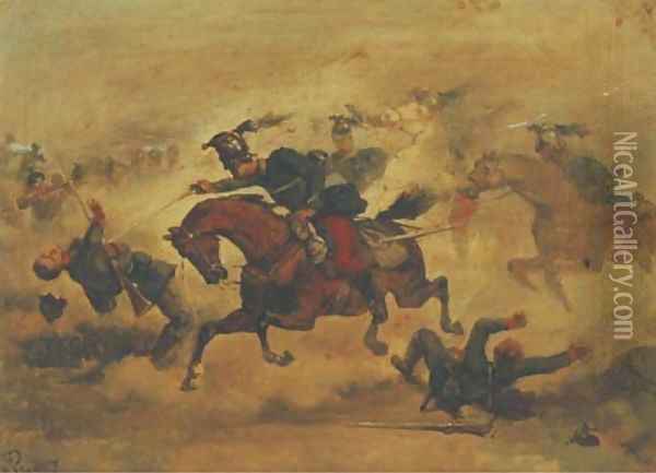 The charge Oil Painting - French School