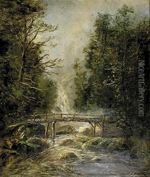 The Old Bridge Oil Painting - Joseph Jefferson