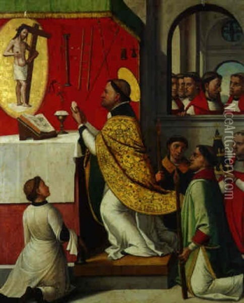 La Messe De Saint Gregoire Oil Painting - Juan Correa de Vivar