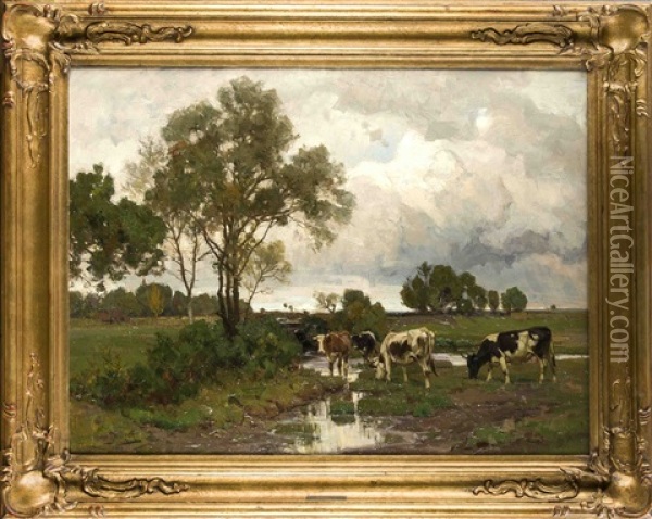 'herbstwolken' Oil Painting - Otto Struetzel