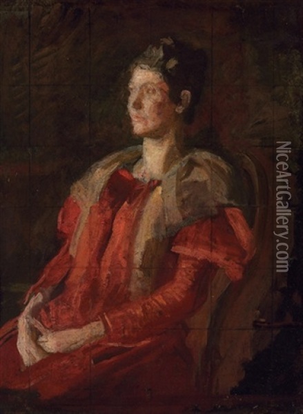 Portrait Of Mrs. Charles L. Leonard (study) Oil Painting - Thomas Eakins