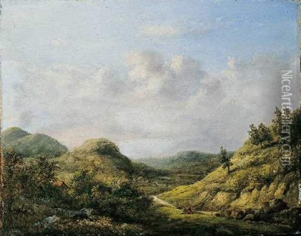 Berglandschaft Mit Rastenden Oil Painting - Pieter Caspar Christ