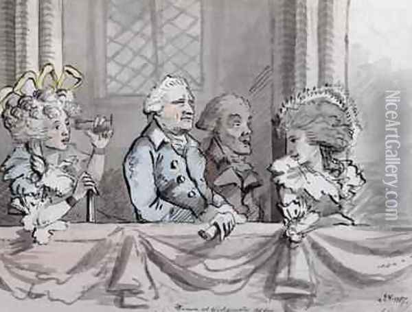 Caricature of the audience at the Commemoration of Handel in Westminster Abbey in 1784 1787 Oil Painting - John Nixon