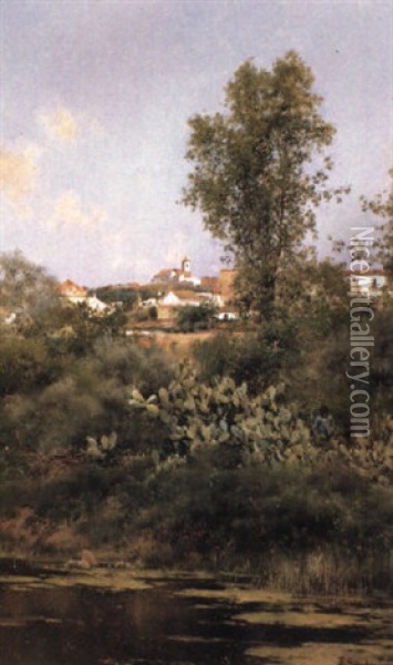 A View Of Alcal Oil Painting - Emilio Sanchez-Perrier