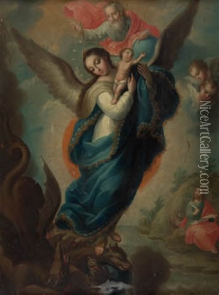 Virgen Inmaculada Apocaliptica Oil Painting - Jose De Paez