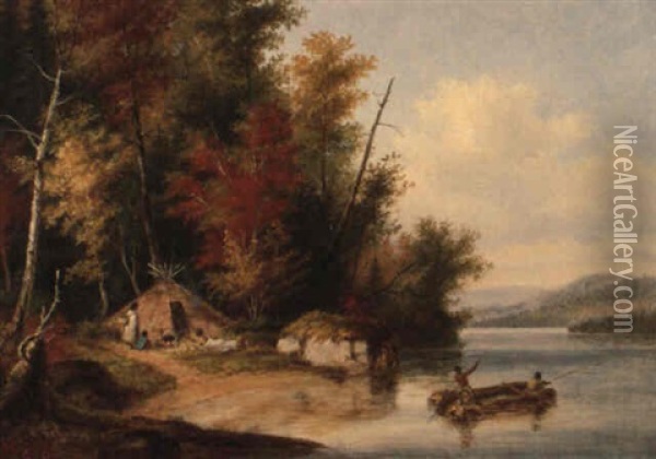 Autumn Scene In Canada Oil Painting - Cornelius David Krieghoff