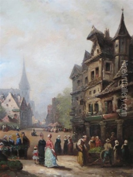 Scene De Village Oil Painting - Guillaume Francois Colson