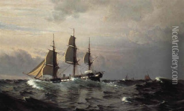 Marine Med Tremaster Og Fiskerb+de Oil Painting - Christian Blache