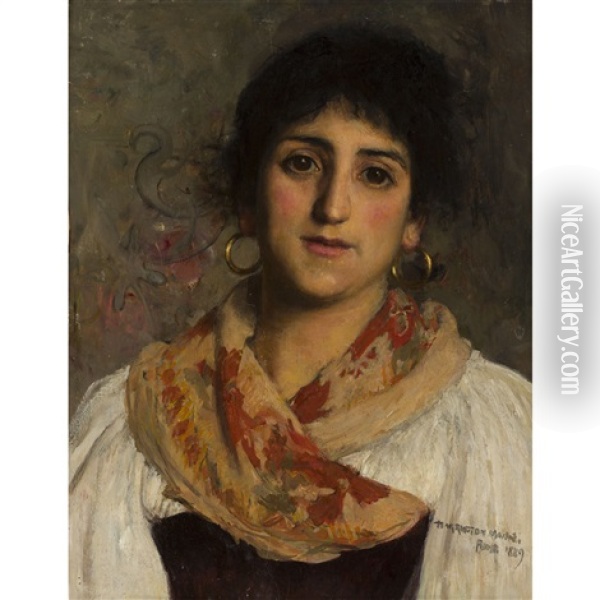 Italian Girl Oil Painting - Harrington Mann