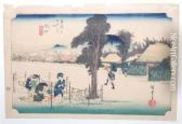 Oban Yoko-e. Oil Painting - Utagawa or Ando Hiroshige