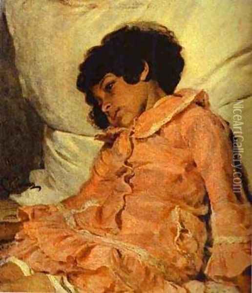 Portrait Of Nadya Repina The Artists Daughter 1881 Oil Painting - Ilya Efimovich Efimovich Repin