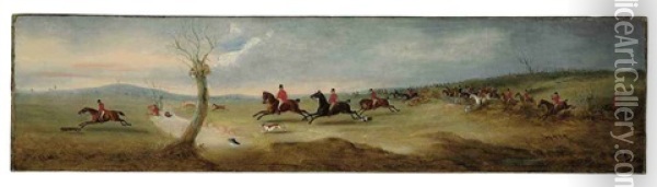 The Quorn Hunt Scurry Near Billesdon Coplow Oil Painting - John Ferneley Jr.