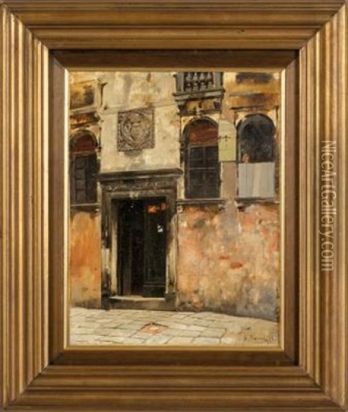 Porta Del Palazzo Malipieri A Venezia Oil Painting - Alberto Pasini