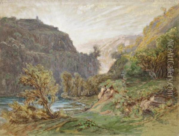 Vue De Tivoli Oil Painting - Auguste-Paul-Charles Anastasi