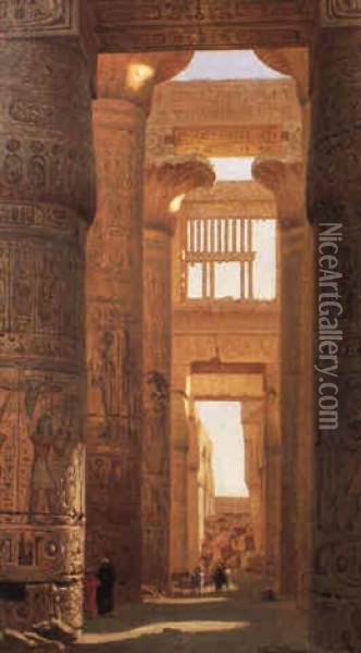 The Temple Of Karnak Oil Painting - Ernest Karl Eugen Koerner