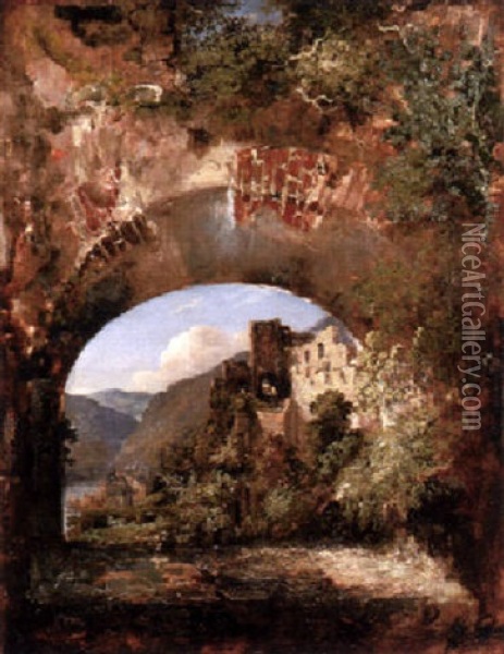 Blick Von Der Burg Rheinstein Auf St. Goar Oil Painting - Konstantinos Bolanachi