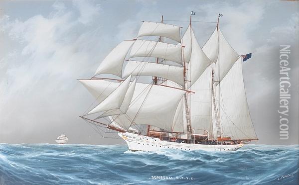 The Auxiliary Topsail Schooner Yacht Oil Painting - L. Papaluca