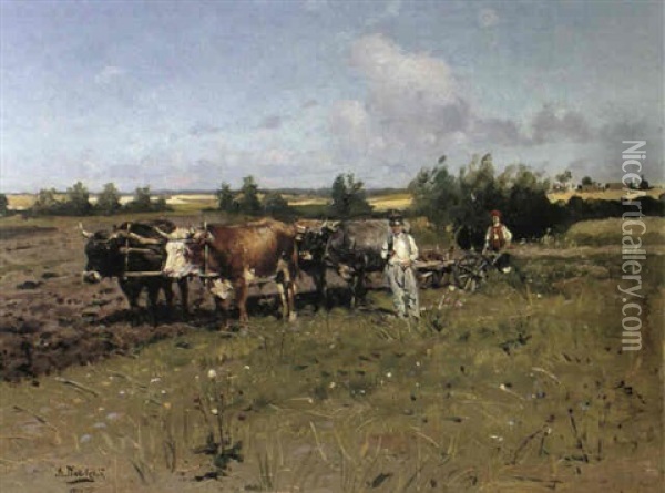 Ploughing With Oxen Oil Painting - Vladimir Egorovich Makovsky