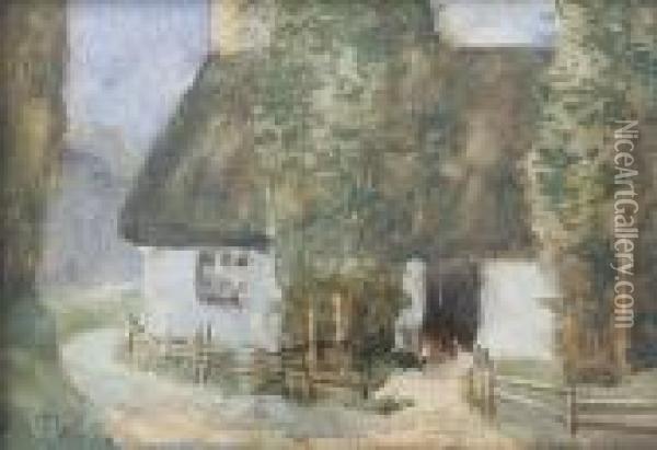 A Cottage Oil Painting - James Wright