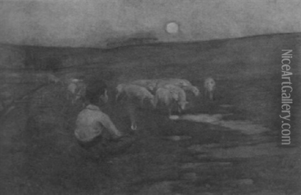 Lever De Lune Oil Painting - Paul Edmund Graf