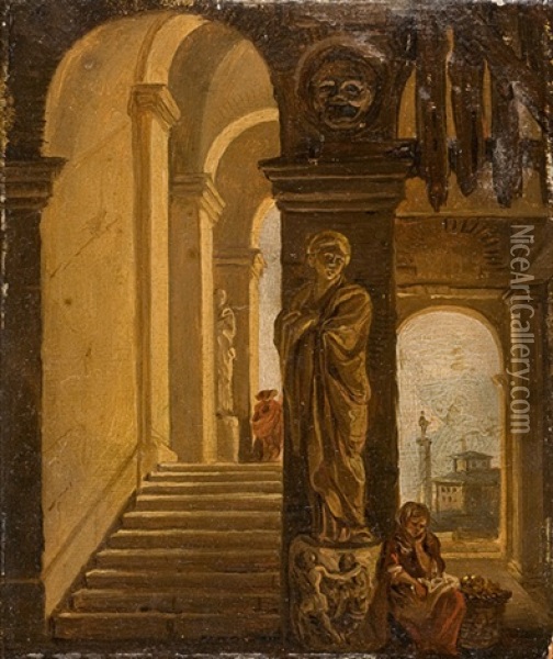 Kircheninterieur Mit Figurenstaffage Oil Painting - Hubert Robert