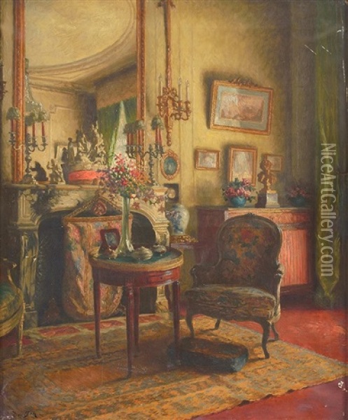 Le Salon Oil Painting - Ludwig Deutsch