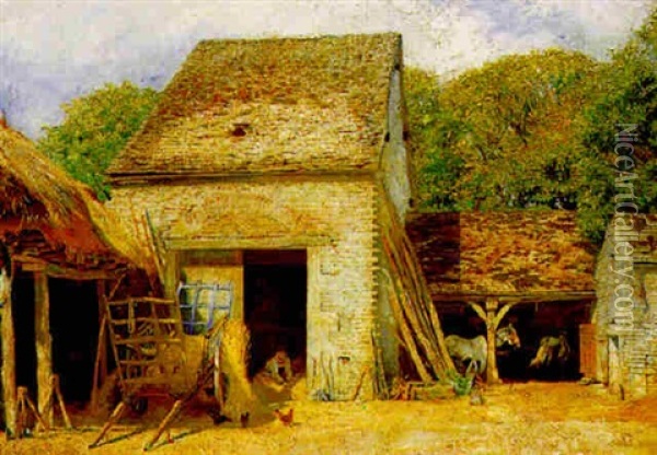 A Farm In Burgundy Oil Painting - William (Sir) Rothenstein
