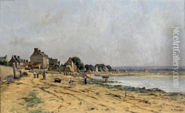 Bord De Mer En Bretagne Oil Painting - Adrien Jacques Sauzay