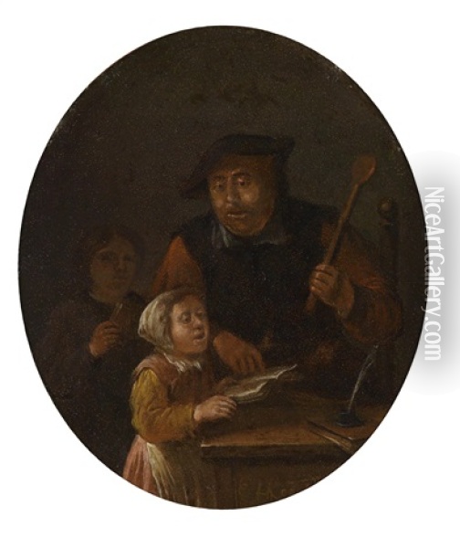 Die Gesangsstunde Oil Painting - Egbert van Heemskerck the Elder