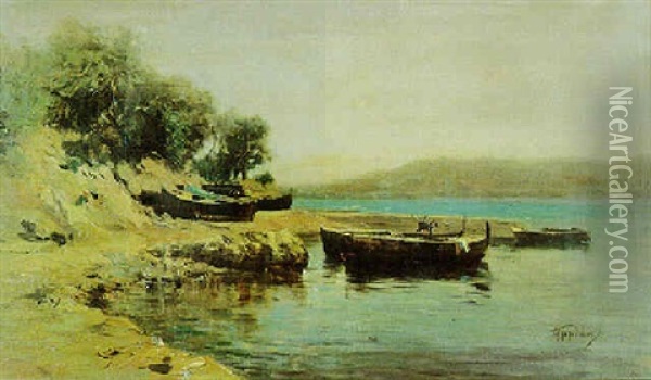 Barques De Peche Dans Le Golfe De Genes Oil Painting - Adolphe Appian