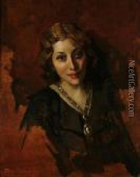 Portrait Of A Lady Oil Painting - Giuseppe Amisani