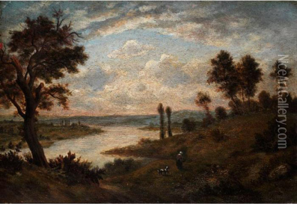 Flusslandschaft Mit Eichenbaumen Oil Painting - Theodore Rousseau