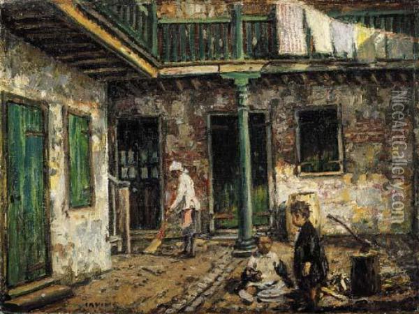 In The Courtyard Oil Painting - Wilson Henry Irvine