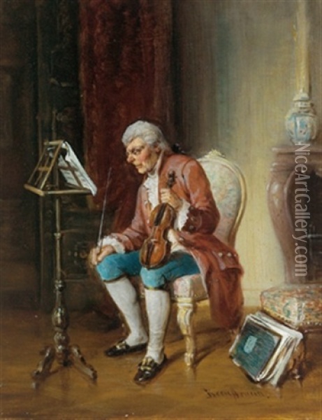 Der Geigenspieler Oil Painting - Hermann Kern