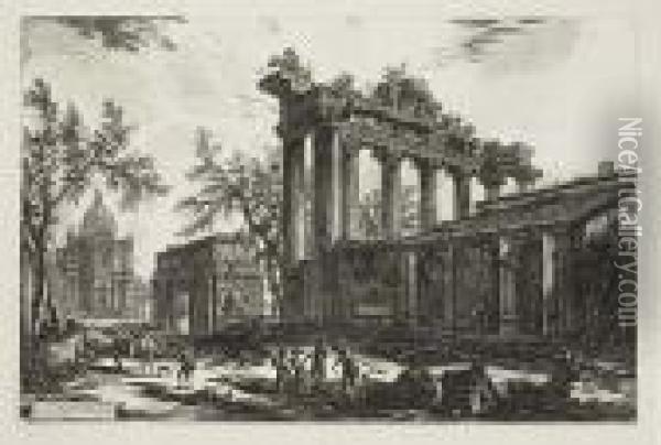 Two Etchings.
Veduta Del Tempio Detto Della Concordia Oil Painting - Giovanni Battista Piranesi