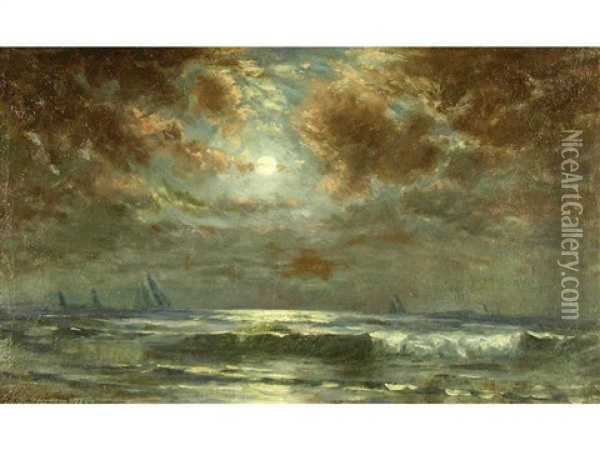 Ships In The Moonlight Oil Painting - Allan (Arthur) Rutherford Wilber