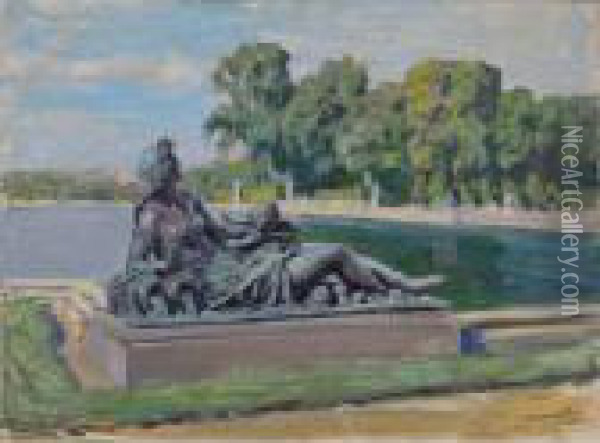  Versailles, Le Bassin  Oil Painting - Lucien Hector Jonas