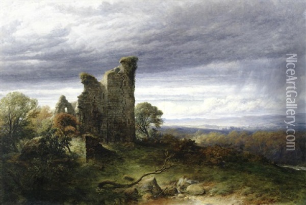 A View Of Crookston Castle Oil Painting - Sidney Richard Percy