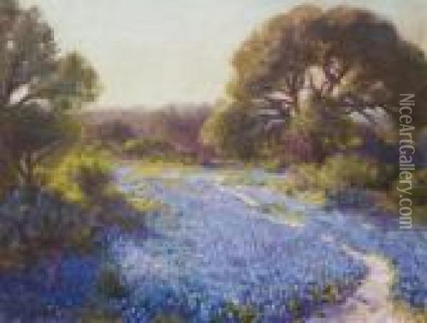 Path Through The Bluebonnets Oil Painting - Julian Onderdonk