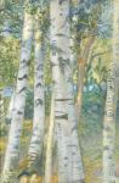 Bjorkstammer (birch Trees) Oil Painting - Carl Larsson