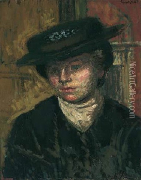 Girl In A Sailor Hat: The New Home Oil Painting - Walter Sickert