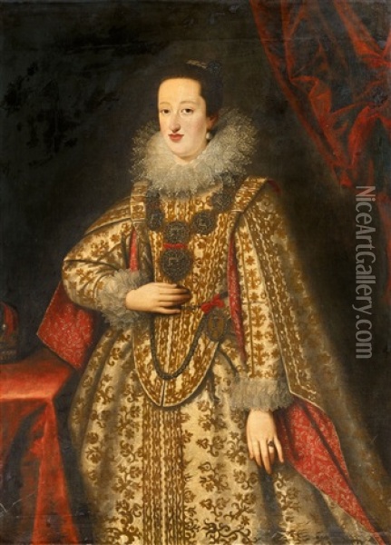 Portrait Of Empress Eleonore Gonzaga Oil Painting - Justus Sustermans