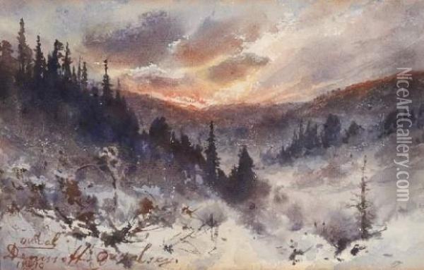 Winter Evening In Ural Oil Painting - Vasili Ivanovich Denisov