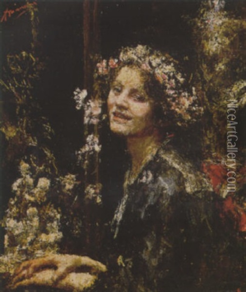 Primavera Oil Painting - Antonio Mancini