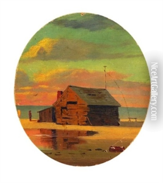 A Smoke House Grand Oil Painting - Lemuel D. Eldred