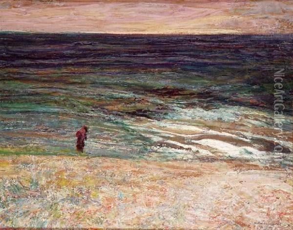 Promeneur Sur La Plage Oil Painting - Victor Charreton