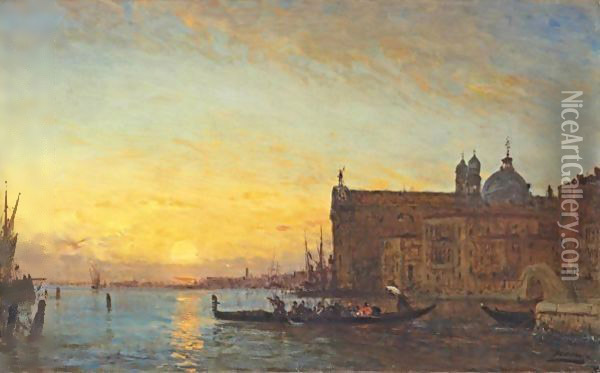 Venice At Dusk Oil Painting - Felix Ziem