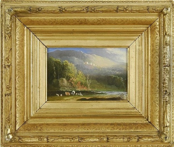 Connecticut Landscapes (pair) Oil Painting - Alvan Fisher