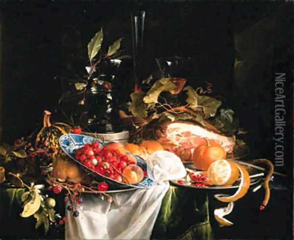 Strawberries and peaches Oil Painting - Jan Davidsz. De Heem