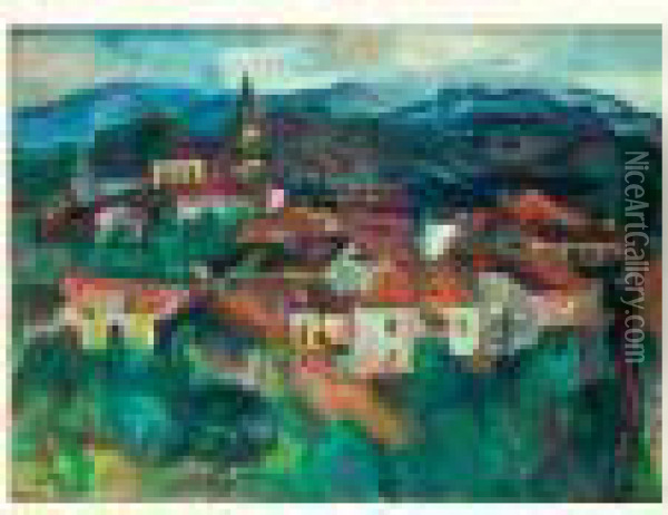 Village Basque Oil Painting - Henri Epstein